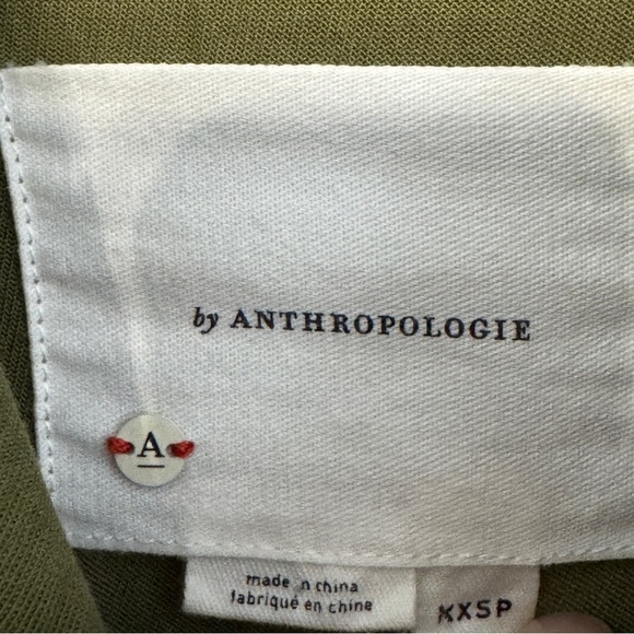 Anthropologie Utility Jacket Green Ruffle Trim Petite XXSP Fits Like Medium - Picture 5 of 7